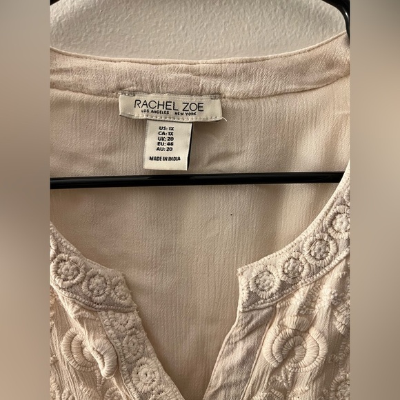 Rachel Zoe Cream 3/4 Sleeve Boho Ruffled Blouse, size 1X - Picture 5 of 8